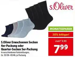 Interspar S.oliver erwachsenen socken 4er packung oder quarter socken 5er packung Angebot