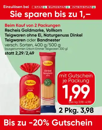 Beim Kauf von 2 Packungen Recheis Goldmarke, Vollkorn
