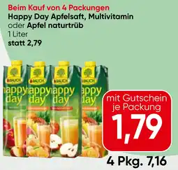 Spar Happy Day Apfelsaft, Multivitamin oder Apfel naturtrüb Angebot