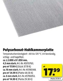 Hagebau Polycarbonat Hohlkammerplatte Angebot