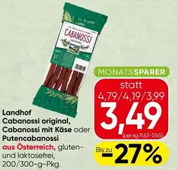 Spar Landhof Cabanossi original, Cabanossi mit Käse Angebot