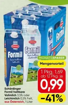 Spar Schärdinger Formil haltbare Vollmilch oder Leichtmilch Angebot