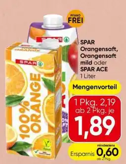 Spar SPAR Orangensaft, Orangensaft mild oder SPAR ACE Angebot