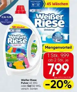 Spar Weiße Riese Pulver 45 WG oder Gel 50 WG Angebot