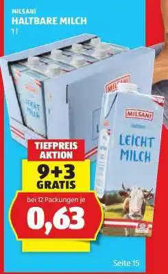 Hofer Milsani haltbare milch Angebot