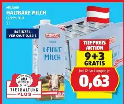 Hofer Milsani haltbare milch Angebot