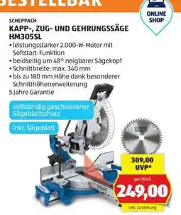 Hofer KAPP-, ZUG- UND GEHRUNGSSÄGE HM305SL Angebot