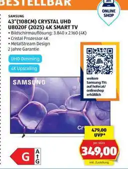 Hofer 43(108CM) CRYSTAL UHD UB020F (2025) 4K SMART TV Angebot