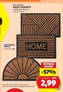 Hofer Kokos-Fußmatte Angebot