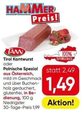 Eurospar Tirol Kantwurst oder Polnische Spezial Angebot