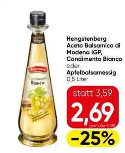 Eurospar Hengstenberg Aceto Balsamico di Modena IGP, Condimento Bianco oder Apfelbalsamessig Angebot