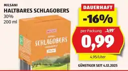 Hofer Milsani haltbares schlagobers Angebot