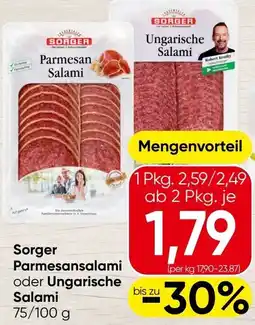 Spar Sorger Parmesansalami oder Ungarische Salami Angebot