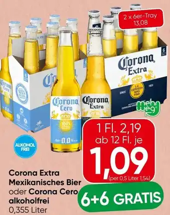 Spar Corona Extra Mexikanisches Bier oder Corona Cero alkoholfrei Angebot