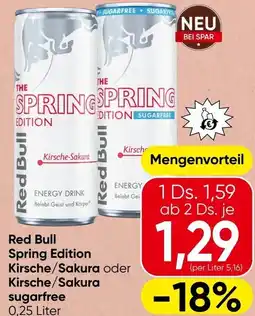 Spar Red Bull Spring Edition Kirsche/Sakura oder Kirsche/Sakura sugarfree Angebot