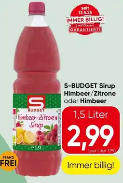 Spar S-BUDGET Sirup Himbeer/Zitrone oder Himbeer Angebot