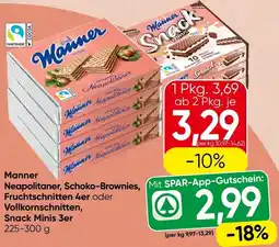Spar Manner Neapolitaner. Schoko-Brownies, Fruchtschnitten 4 Snack Minis 3er Angebot