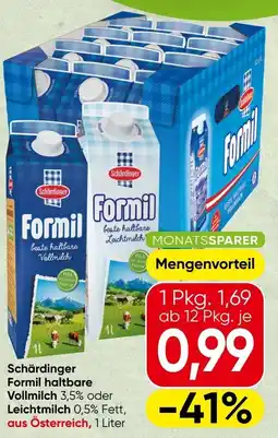Spar Schärdinger Formil haltbare Vollmilch 3,5% oder Leichtmilch 0,5% Fett Angebot