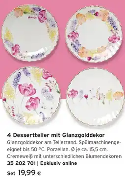 Tchibo Eduscho Dessertteller mit Glanzgolddekor Angebot