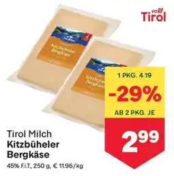MPreis Tirol Milch Kitzbüheler Bergkäse Angebot