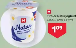 MPreis Tiroler Naturjoghurt Angebot