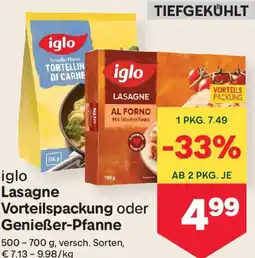 MPreis Lasagne Vorteilspackung oder Genießer-Pfanne Angebot