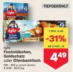 MPreis iglo Fischstäbchen, Goldschatz oder Ofenbackfisch Angebot