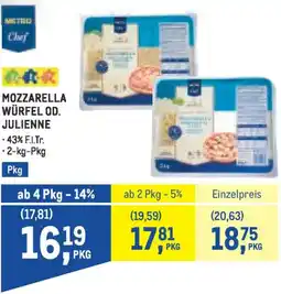 Metro Mozzarella würfel od. julienne Angebot