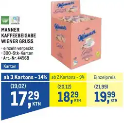 Metro Manner kaffeebeigabe wiener gruss Angebot