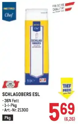 Metro Schlagobers esl Angebot