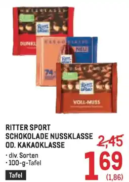 Metro Ritter sport schokolade nussklasse od. kakaoklasse Angebot