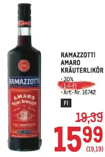 Metro Ramazzotti amaro kräuterlikör Angebot