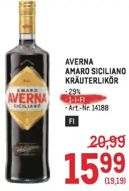 Metro Averna amaro siciliano kräuterlikör Angebot