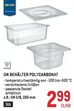 Metro Gn behälter polycarbonat Angebot