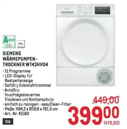Metro Siemens wärmepumpen- trockner wt43hv04 Angebot