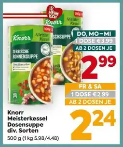 Billa Knorr Meisterkessel Dosensuppe div. Sorten Angebot