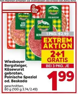 Billa Wiesbauer Bergsteiger, Käsewurst gebraten, Polnische Spezial od. Beskada Angebot