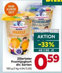 Billa Zillertaler Fruchtjoghurt div. Sorten Angebot