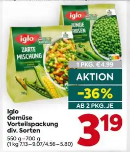 Billa Iglo Gemüse Vorteilspackung div. Sorten Angebot