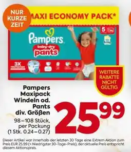 Billa Pampers Maxipack Windeln od. Pants div. Größen Angebot