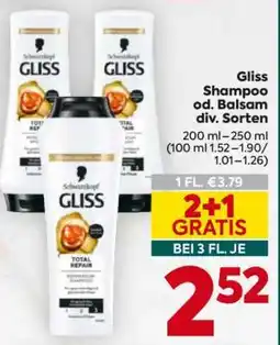 Billa Gliss Shampoo od. Balsam div. Sorten Angebot