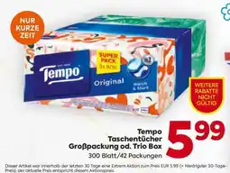 Billa Tempo Taschentücher Großpackung od. Trio Box Angebot