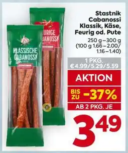 Billa Stastnik Cabanossi Klassik, Käse, Feurig od. Pute Angebot