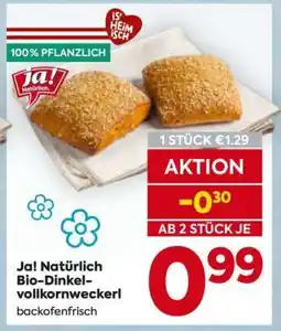 Billa Ja! Natürlich Bio-Dinkel-vollkornweckerl Angebot