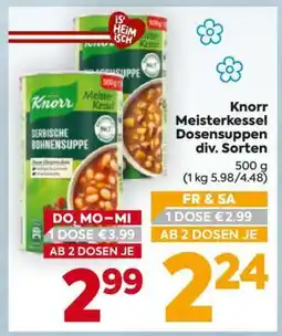 Billa Knorr Meisterkessel Dosensuppen div. Sorten Angebot