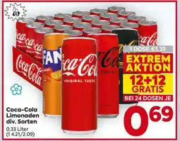 Billa Coca-Cola Limonaden div. Sorten Angebot