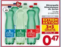 Billa Römerquelle Mineralwasser div. Sorten Angebot