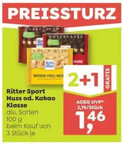 ADEG Ritter Sport Nuss od. Kakao Klasse Angebot