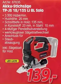 Zgonc Akku stichsäge tp js 18 135 li bl solo Angebot