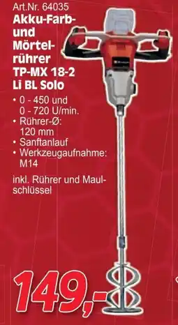 Zgonc Akku farb und mörtel rührer tp mx 18 2 li bl solo Angebot